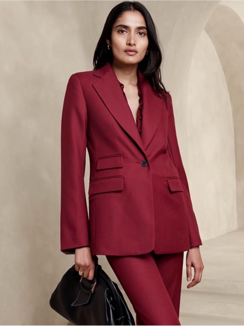 NWT BANANA REPUBLIC LIDO SCULPTED WOOL BLAZER | MALBEC RED | 10 REG